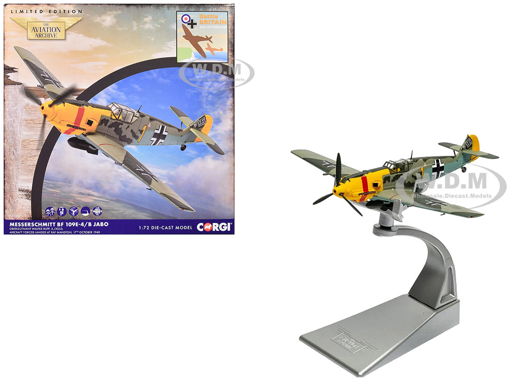 Messerschmitt Bf 109E-4/B Jabo Fighter-Bomber Aircraft "Oberleutnant Walter Rupp, 3./JG53, RAF Manston, Battle of Britain" (1940) German Luftwaffe "Th