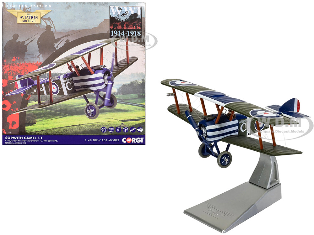 Sopwith Camel F.1 Aircraft "B7190, Donner Wetter!, 'C' Flight No. 10 Squadron" (1918) Royal Naval Air Service "The Aviation Archive" Series 1/48 Dieca