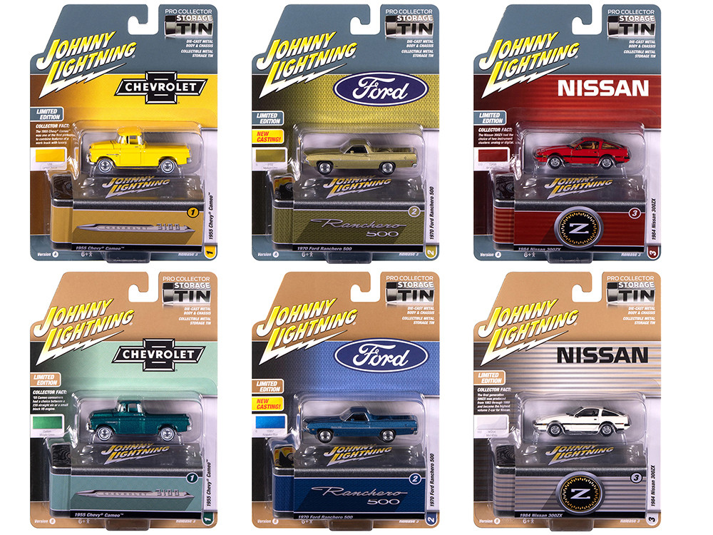 Johnny Lightning Collector's Tin 2025 Set of 6 Cars Release 3 Limited Edition 1/64 Diecast Model Cars by Johnny Lightning
