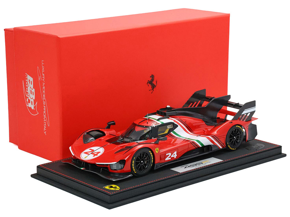 Bbr 1:18 Ferrari 499P Modificata #24 Red with White Stripes "Launch Version" (2023) with DISPLAY CASE Limited Edition to 70 pieces Worldwide 1/18 Model Car by
