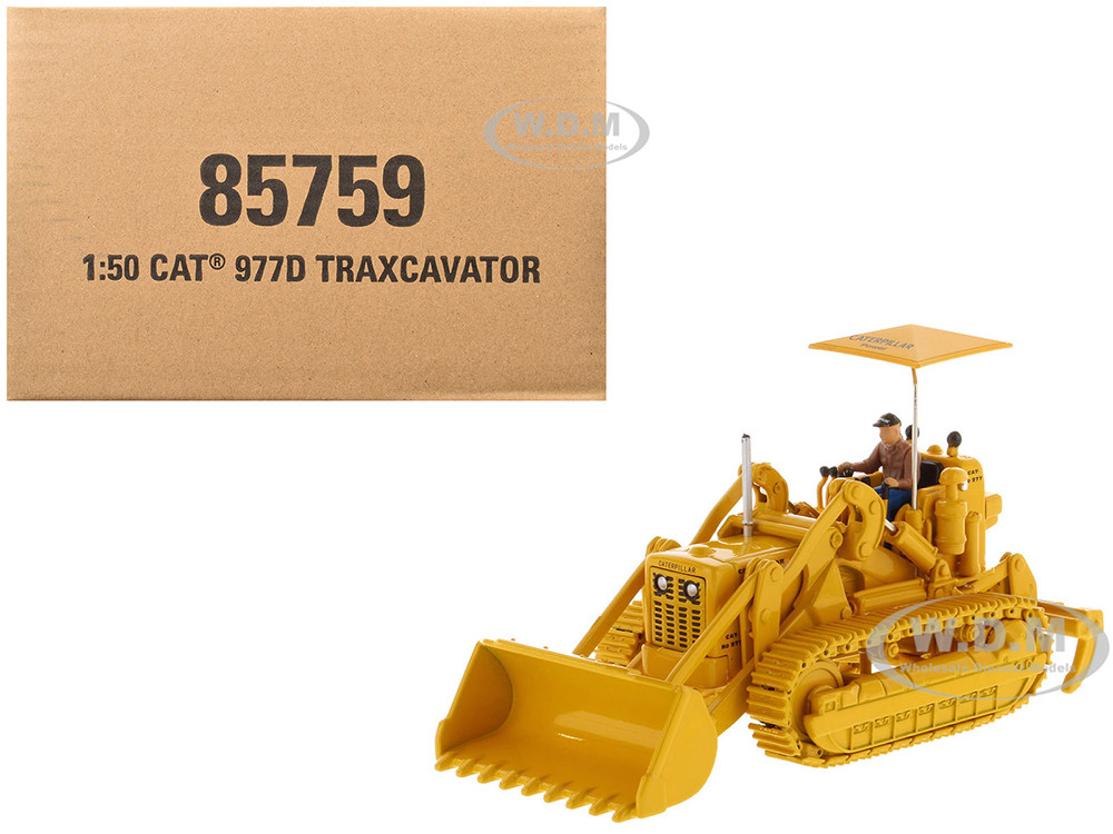 CAT Caterpillar 977D Traxcavator Yellow with Operator "Vintage Series" 1/50 Diecast Model by Diecast Masters