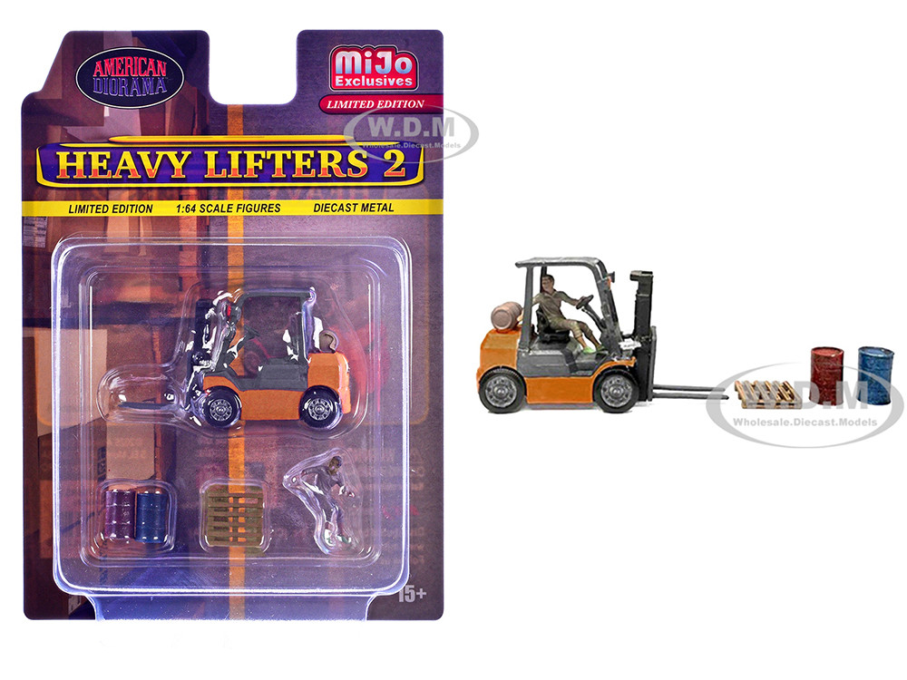 American Diorama 1:64 "Heavy Lifters 2" 4 piece Diecast Set Limited Edition for 1/64 Scale Models by American Diorama