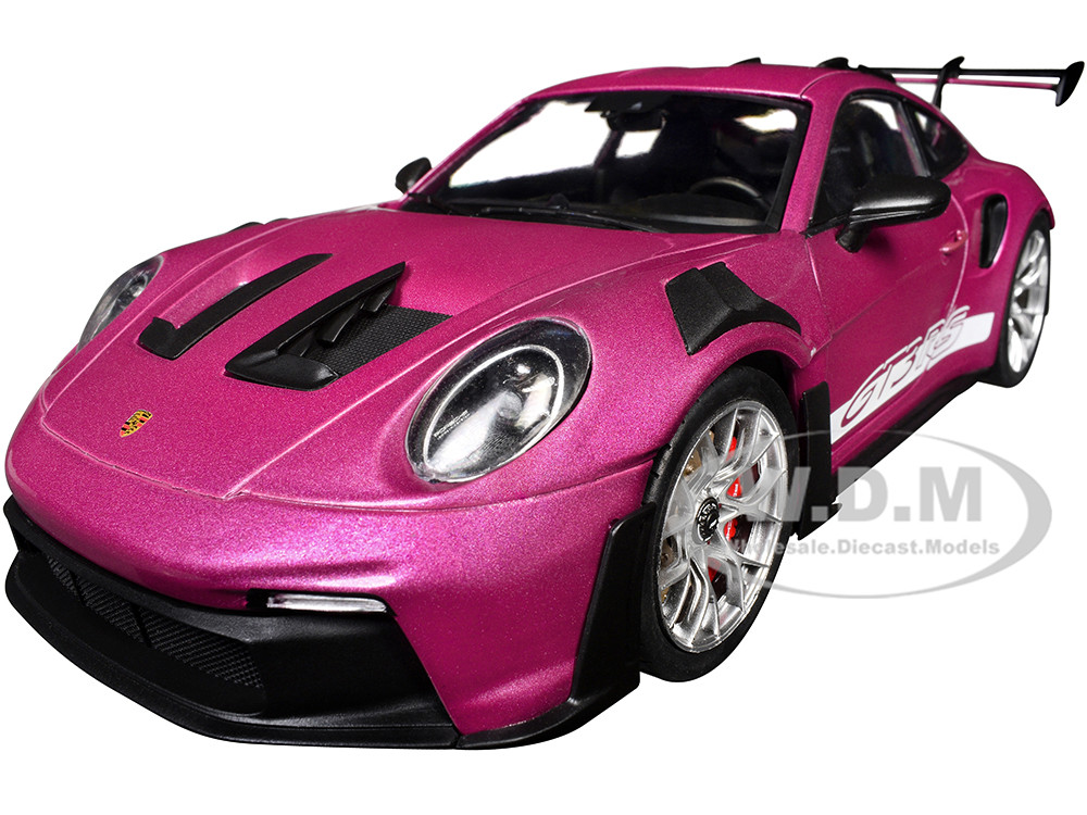 Porsche 911 GT3 RS Red Violet Metallic with White Stripes "Pink Slips" Series 1/18 Diecast Model Car by Jada