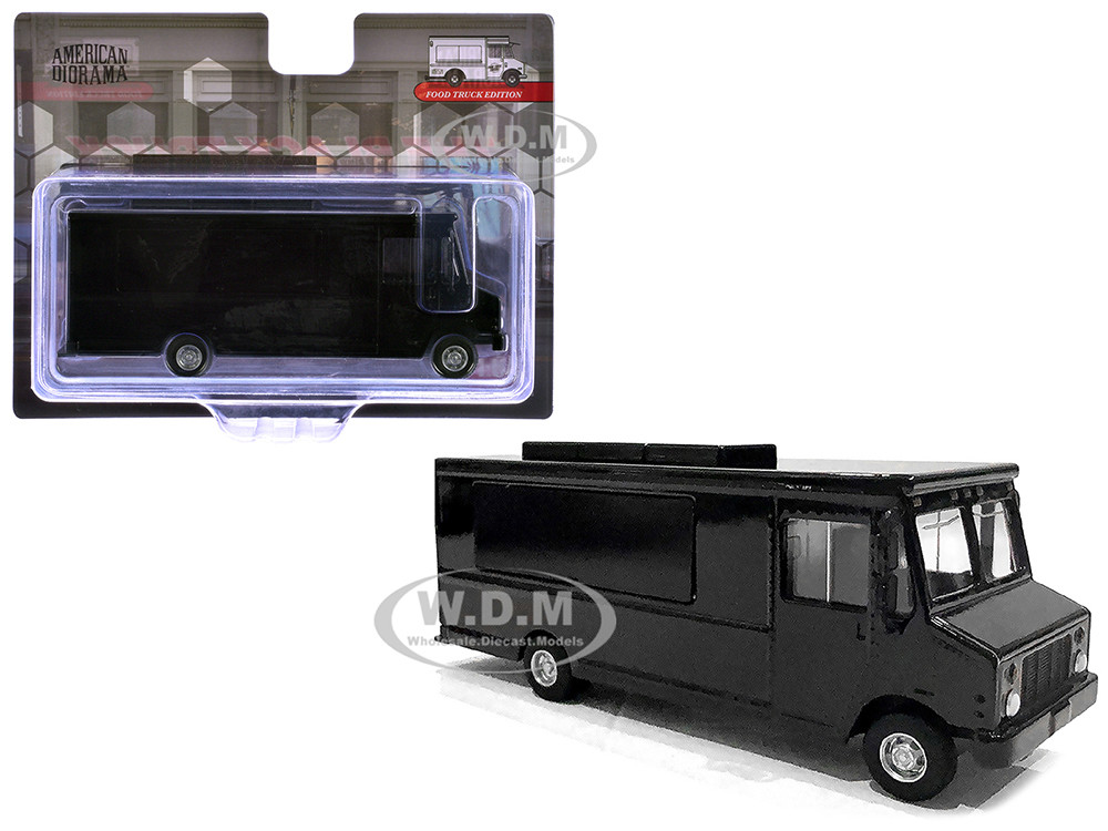 Food Truck Plain Black 1/64 Diecast Model by American Diorama