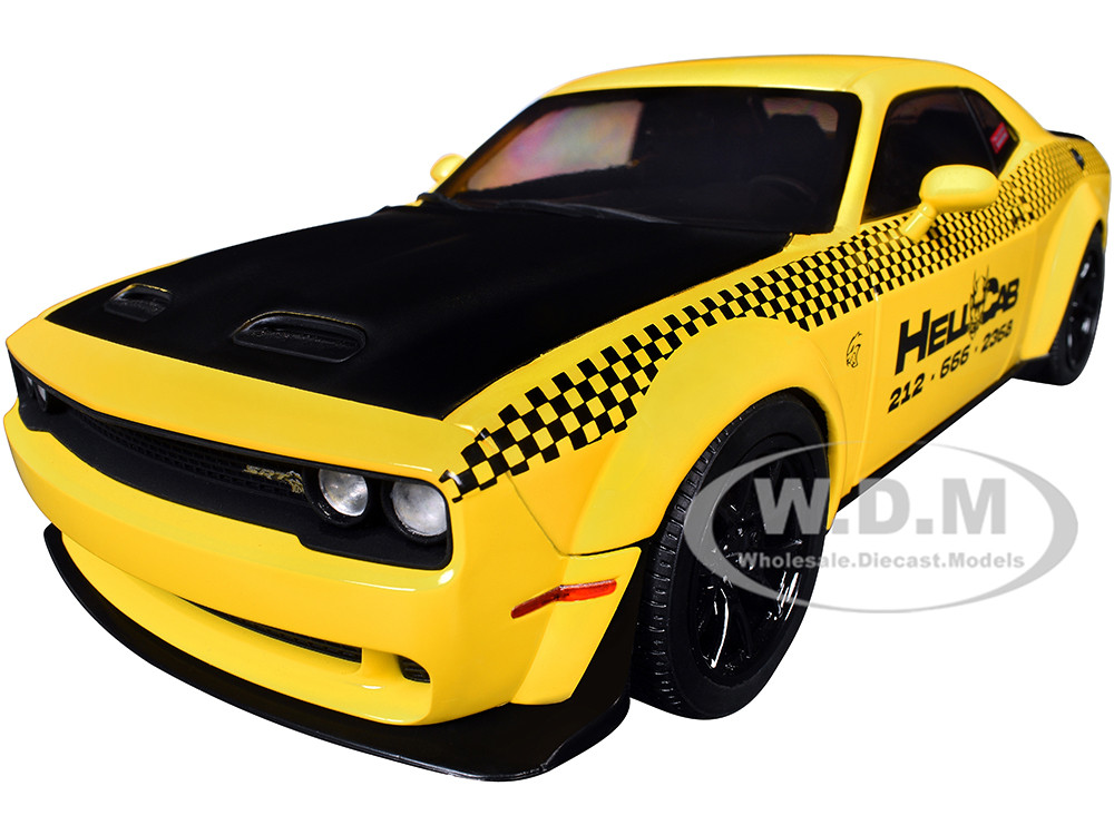 2023 Dodge Challenger SRT Hellcat Redeye Widebody Taxi "NYC Hellcab" Yellow with Black Hood and Graphics 1/18 Diecast Model Car by Solido