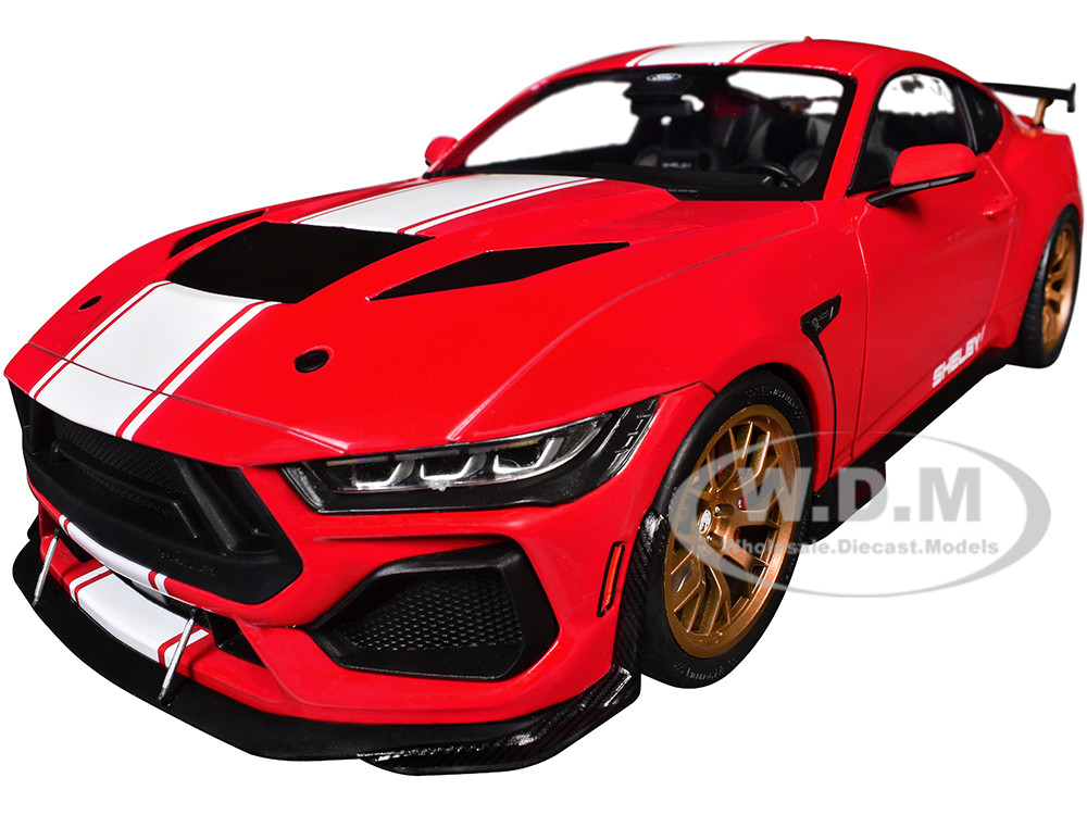 2024 Ford Shelby Mustang Super Snake Race Red with White Stripes 1/18 Diecast Model Car by Solido