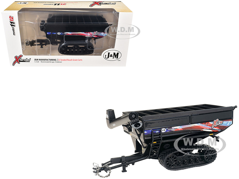 Speccast 1:64 J&M 1112 X-Tended Reach Patriotic Grain Cart with Tracks Black 1/64 Diecast Model by SpecCast