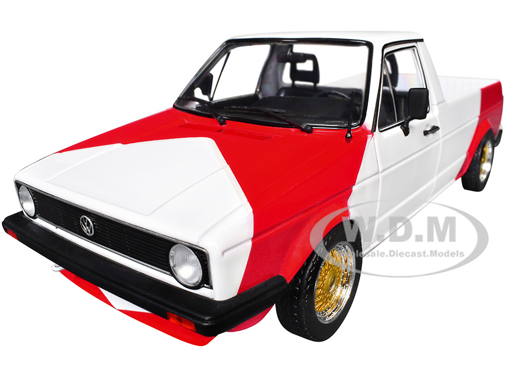 1983 Volkswagen Caddy MK 1 Pickup Truck "Red Cowboy Racing Tribute" White and Red 1/18 Diecast Model Car by Solido
