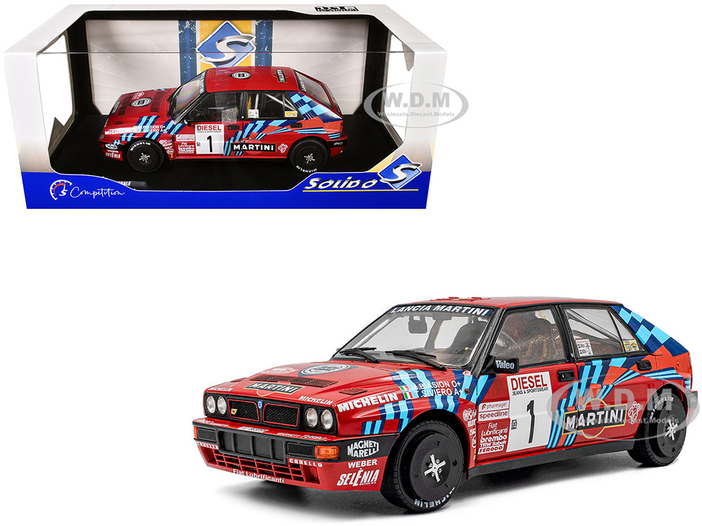 Lancia Delta HF Integrale #1 Miki Biasion - Tiziano Siviero Winner "Rally Sanremo" (1989) "Competition" Series 1/18 Diecast Model Car by Solido