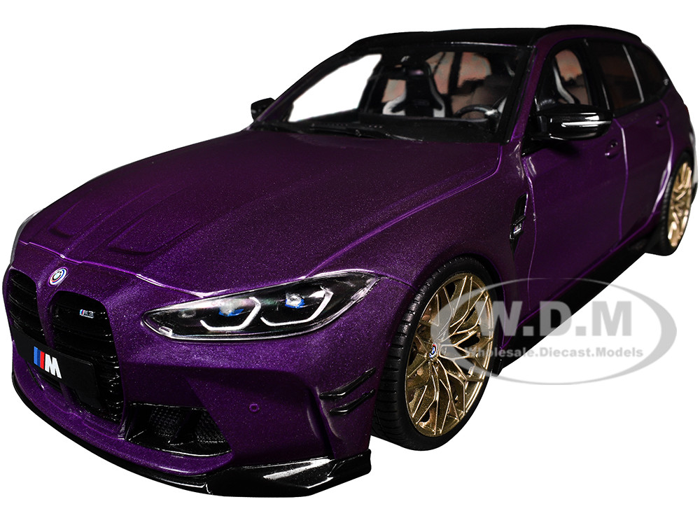 2024 BMW M3 Competition M xDrive Touring Twilight Purple Pearl Metallic with Black Top 1/18 Diecast Model Car by Solido
