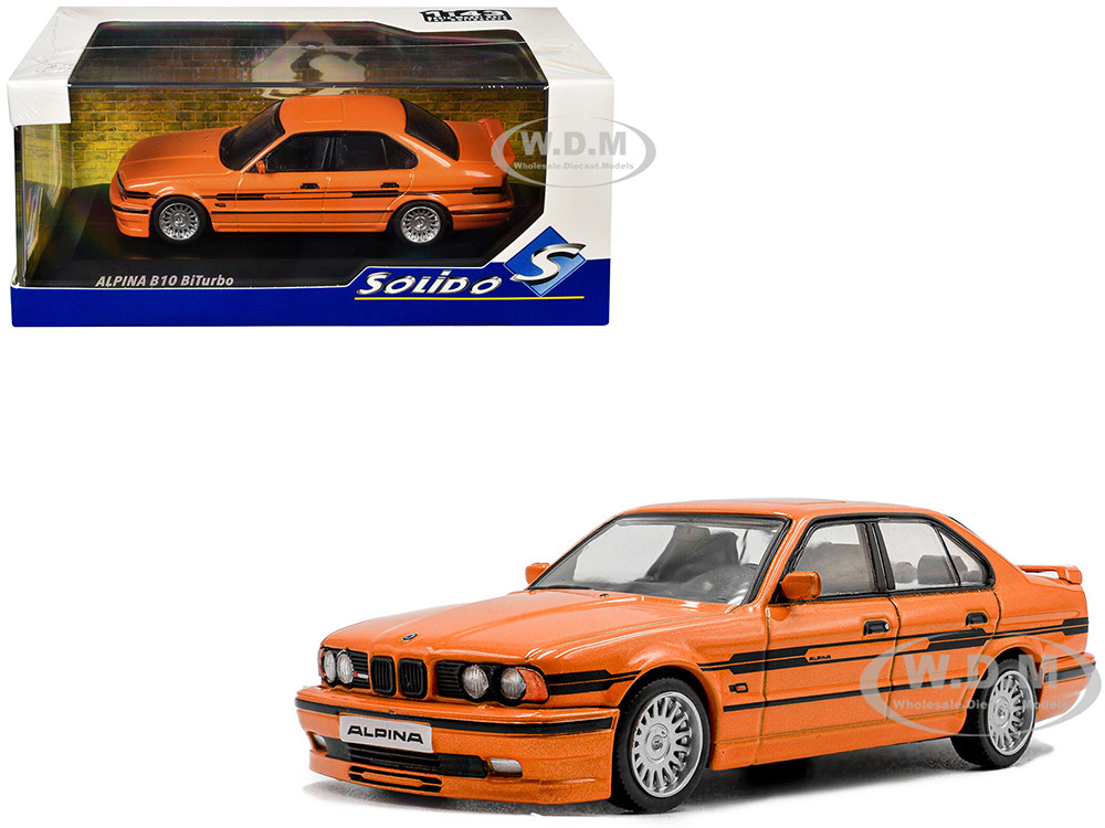 Solido 1:43 1994 BMW E34 Alpina B10 BiTurbo Orange Metallic with Black Stripes 1/43 Diecast Model Car by Solido