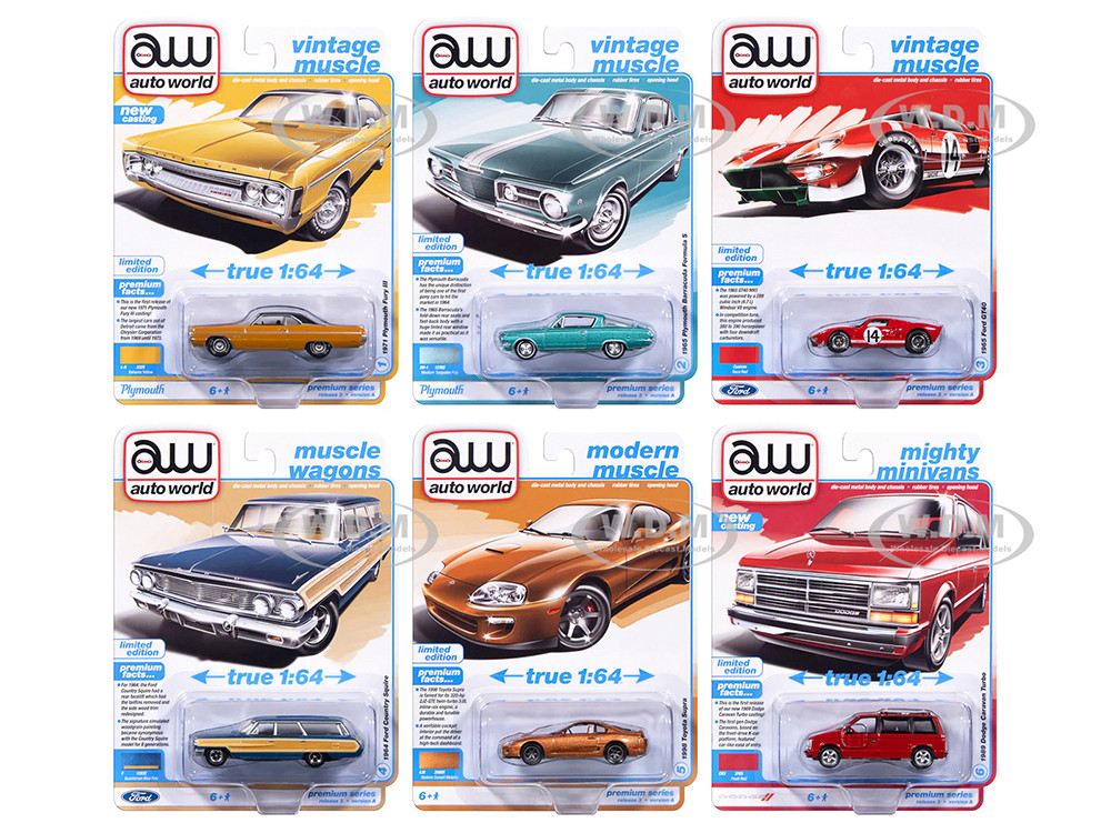 Auto World Premium 2025 Release 3 Set A of 6 pieces 1/64 Diecast Model Cars by Auto World