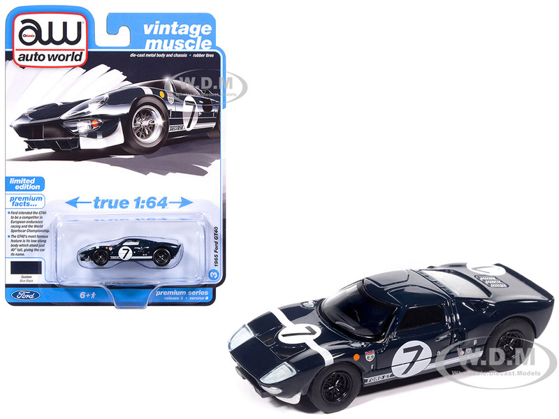 1965 Ford GT40 #7 Blue Black with White Stripes 