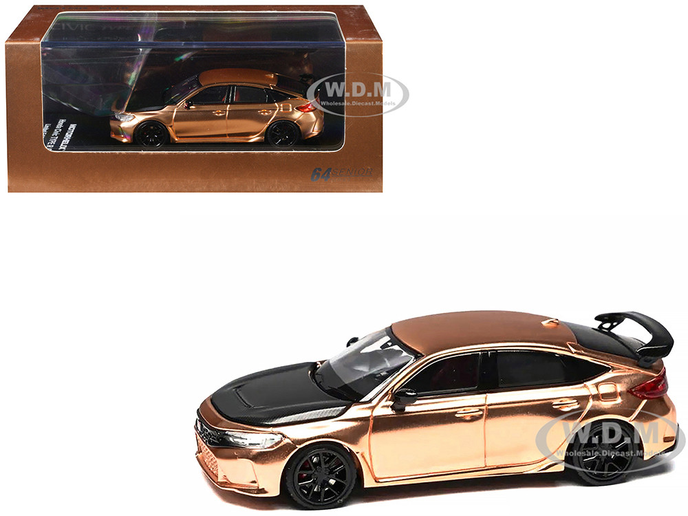 Motorhelix 1:64 Honda Civic Type R (FL5) RHD (Right Hand Drive) Electroplating Copper Metallic with Carbon Hood "Hong Kong Toycar Salon 2025" "Senior 64" Series Limit