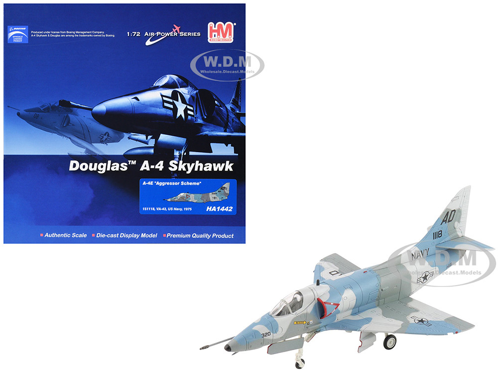 Douglas A-4E Skyhawk Aircraft "151118, Aggressor Scheme, VA-43" (1975) United States Navy "Air Power Series" 1/72 Diecast Model by Hobby Master