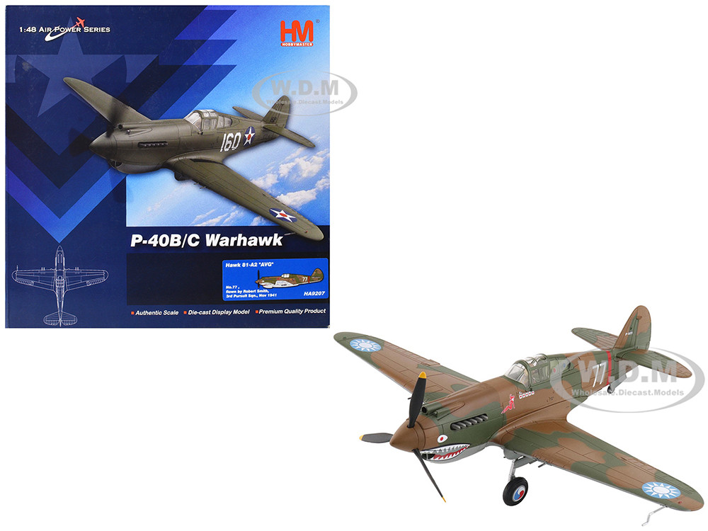 Curtiss P-40B Hawk 81-A2 Fighter-Bomber Aircraft "No.77, Robert Smith, 3rd Pursuit Squadron" (1941) American Volunteer Group in China "Air Power Serie