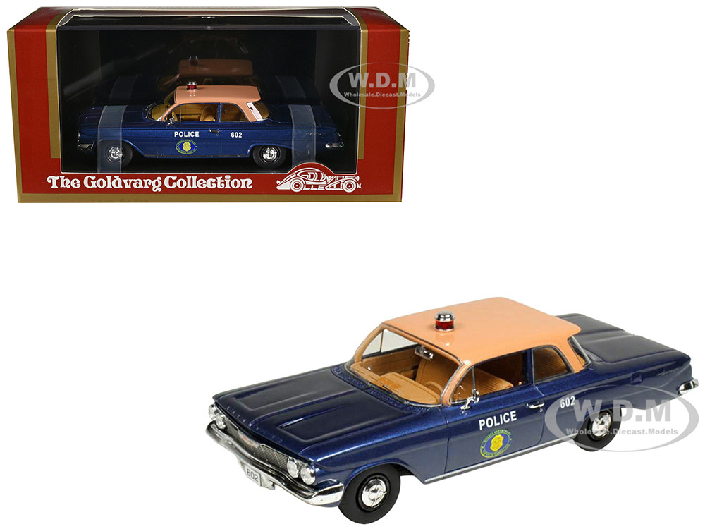 1961 Chevrolet Biscayne "Nassau County Police Department" Blue Metallic with Beige Top Limited Edition to 150 pieces Worldwide 1/43 Model Car by Goldv