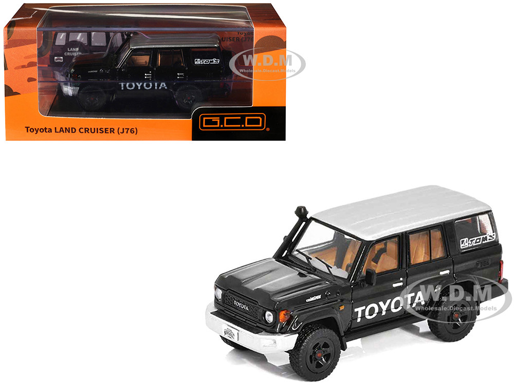 Gcd Toyota Land Cruiser (J76) Black with Silver Metallic Top 1/64 Diecast Model Car by GCD