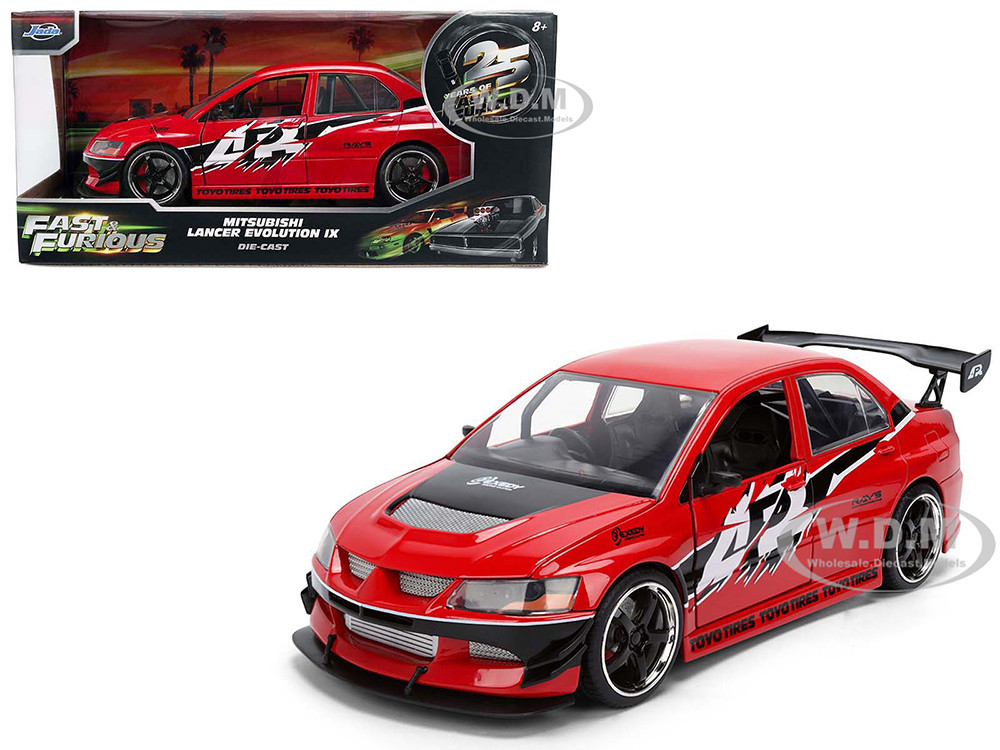 Jada 1:24 Sean's Mitsubishi Lancer Evolution IX RHD (Right Hand Drive) Red with Graphics "The Fast and the Furious: Tokyo Drift" (2006) Movie "Fast & Furious 25