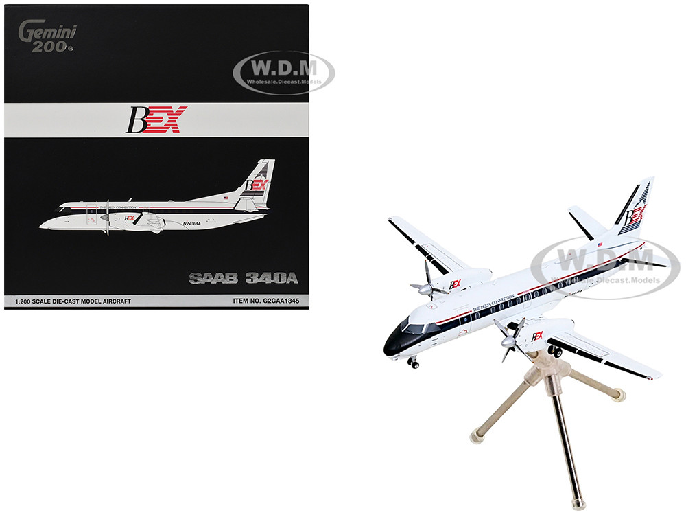 Saab 340A Commercial Aircraft "Delta Connection - Business Express Airlines" (N749BA) White with Dark Blue and Red Stripes "Gemini 200" Series 1/200 D