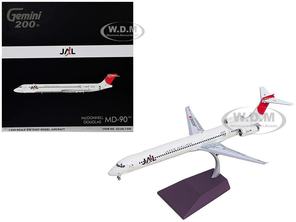 McDonnell Douglas MD-90 Commercial Aircraft "Japan Airlines" (JA002D) White with Red Tail "Gemini 200" Series 1/200 Diecast Model Airplane by GeminiJe
