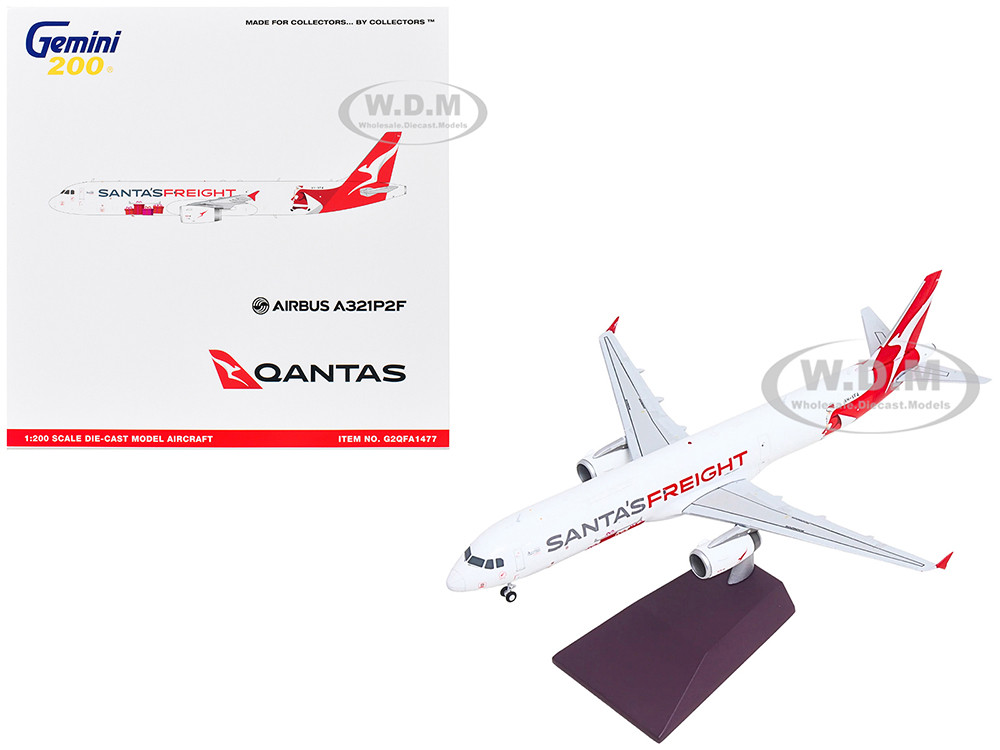 Airbus A321P2F Commercial Aircraft "Qantas Freight - Santas Freight" (VH-XF4) White with Graphics and Red Tail "Gemini 200" Series 1/200 Diecast Model