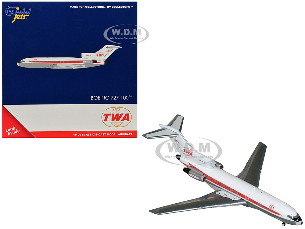 Boeing 727-100 Commercial Aircraft "Trans World Airlines" (N851TW) White with Red Stripes 1/400 Diecast Model Airplane by GeminiJets