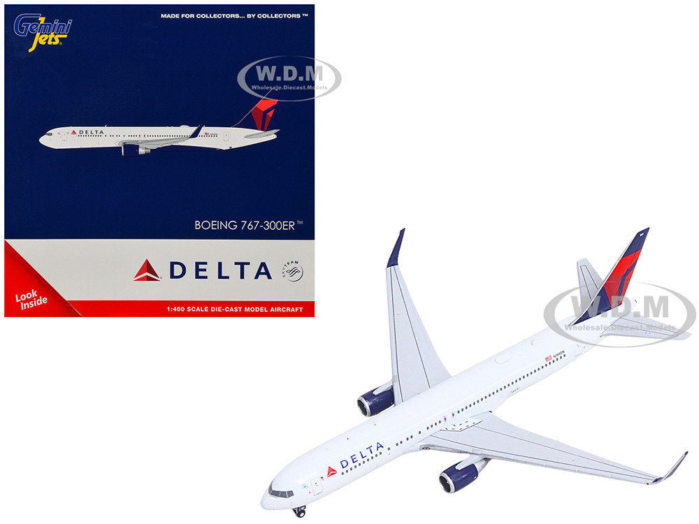 Boeing 767-300ER Commercial Aircraft "Delta Air Lines" (N199DN) White with Red and Blue Tail 1/400 Diecast Model Airplane by GeminiJets