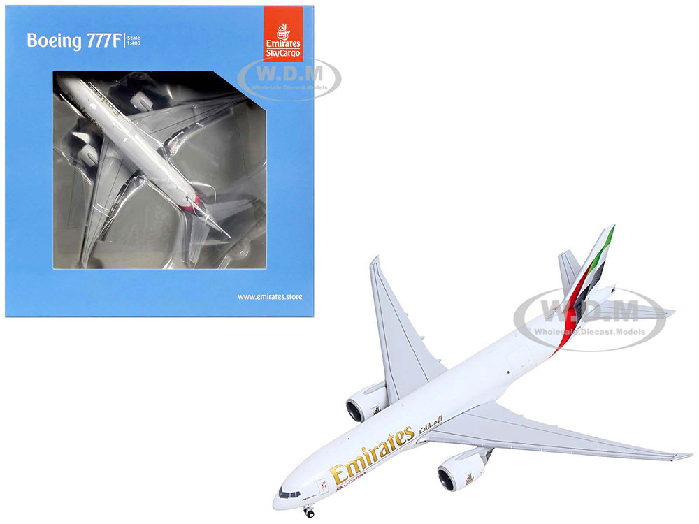 Boeing 777F Commercial Aircraft "Emirates SkyCargo" (A6-EFV) White with Striped Tail 1/400 Diecast Model Airplane by GeminiJets