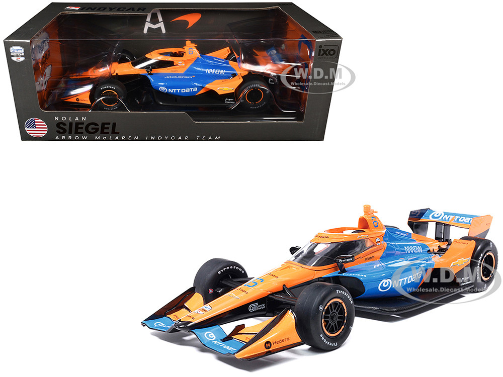 Dallara IndyCar #6 Nolan Siegel "NTT Data" Arrow McLaren (Road Course Configuration) "NTT IndyCar Series" (2026) 1/18 Diecast Model Car by IXO Models