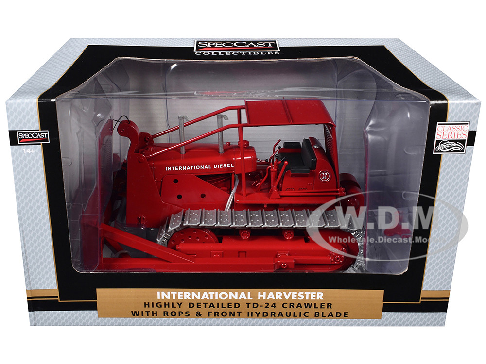 International Harvester TD-24 Crawler with ROPS and Hydraulic Front Blade Red "Classic Series" 1/25 Diecast Model by SpecCast