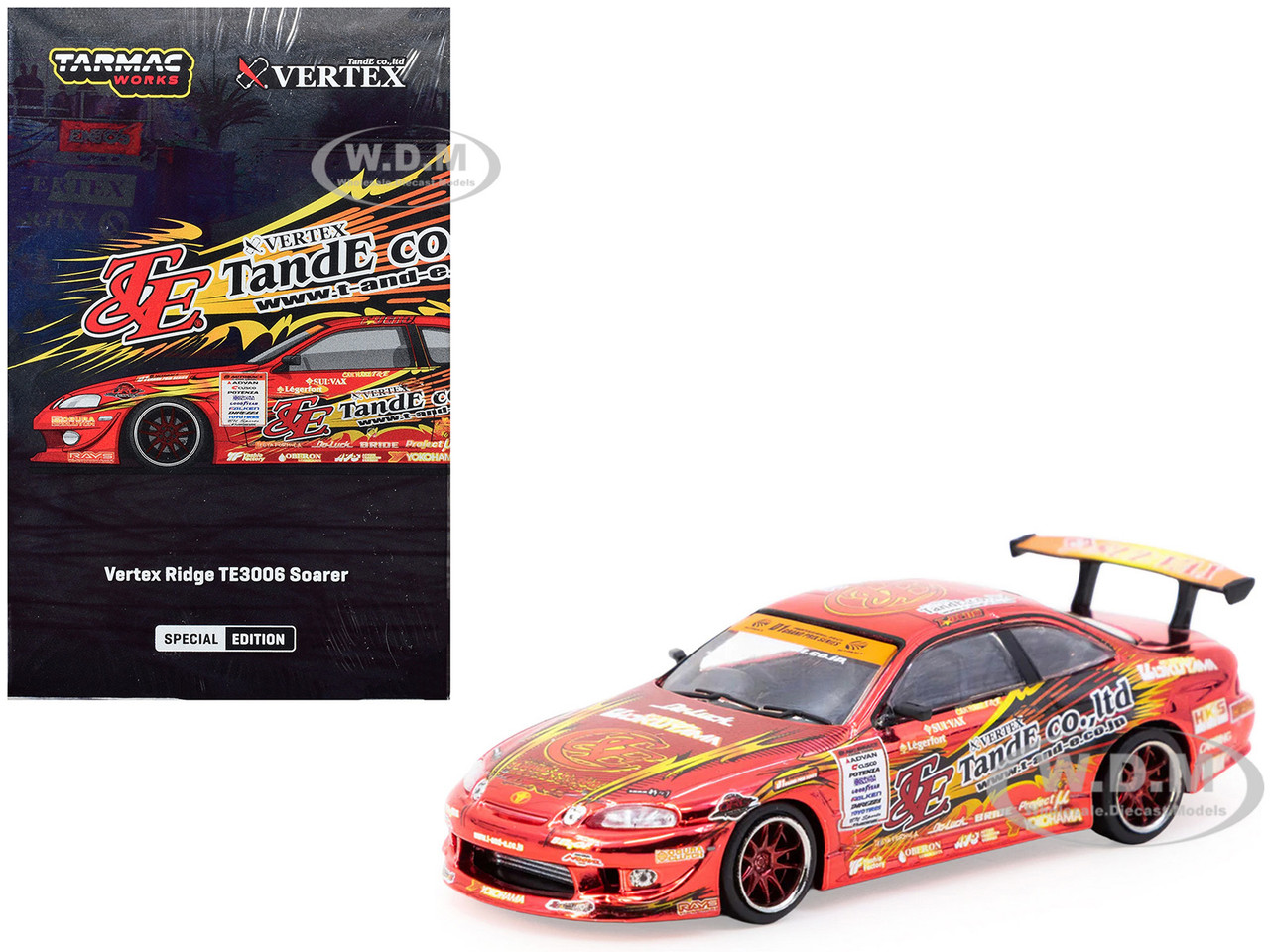 2026 Toyota VERTEX Ridge TE3006 Soarer RHD (Right Hand Drive) Chrome Graphics "Tokyo Auto Salon " "Global64" Series Red 1:64 diecast model Tarmac Works