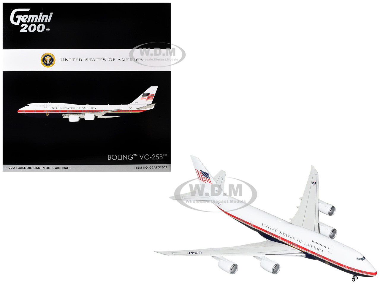 Geminijets Boeing VC25B Transport Aircraft "Air Force One" (31000) United States Air Force "Gemini 200" Series 1/200 Diecast Model Airplane by GeminiJets