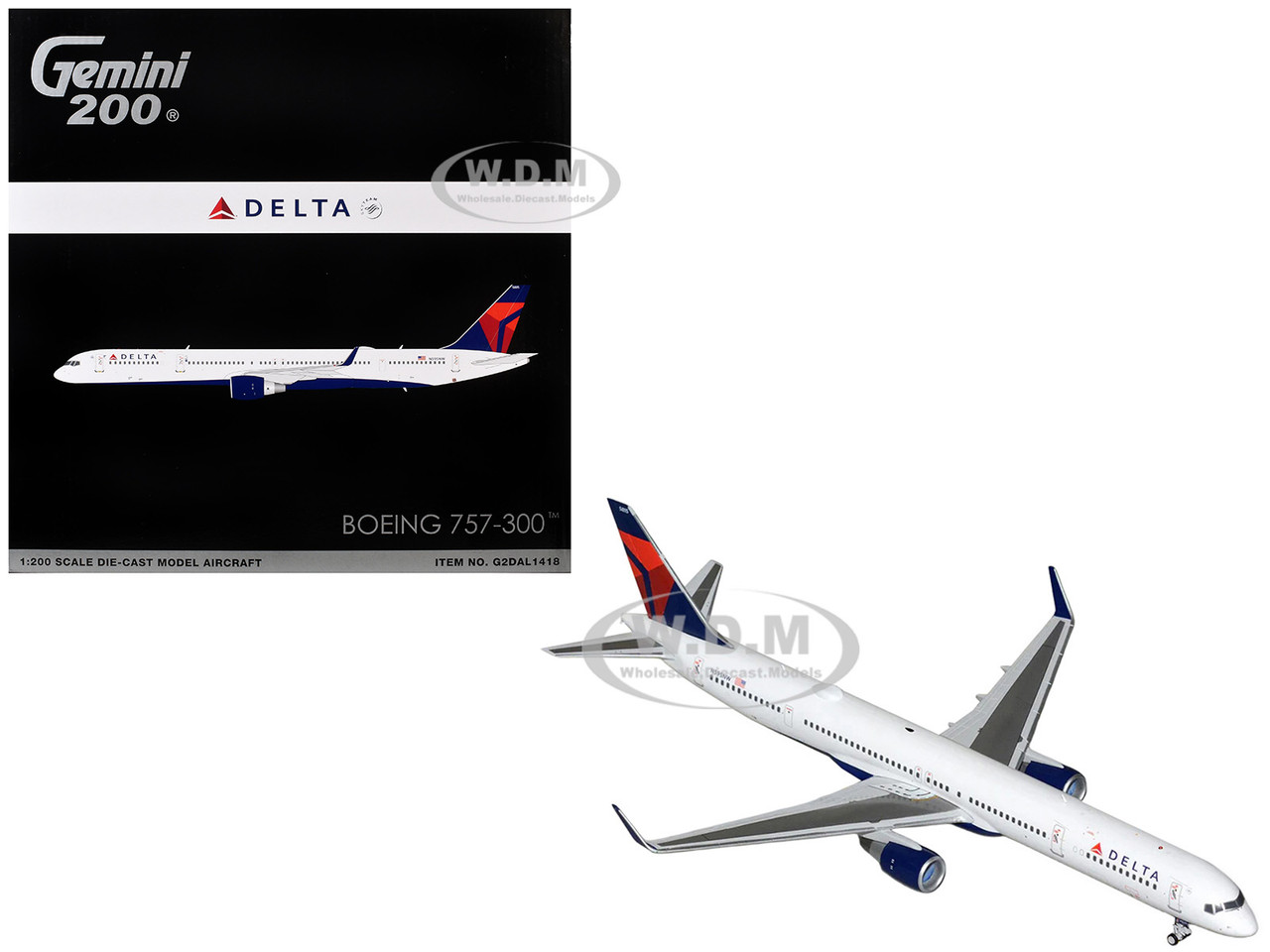 Boeing 757-300 Commercial Aircraft "Delta Air Lines" (N595NW) White with Blue and Red Tail "Gemini 200" Series 1/200 Diecast Model Airplane by GeminiJ