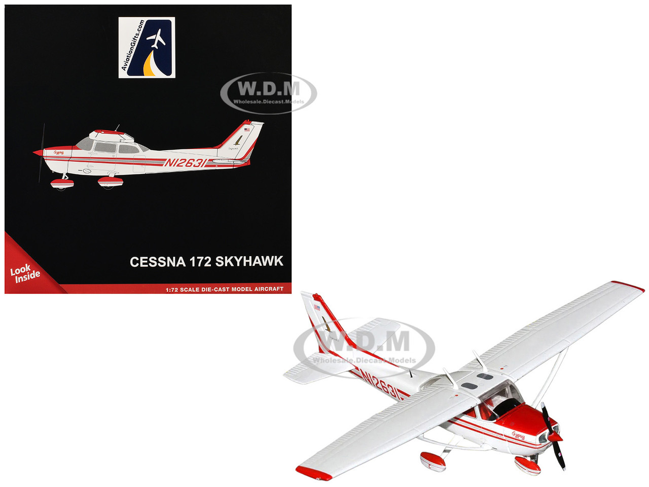 Cessna 172 Skyhawk Aircraft "N12631" Red and White "Gemini General Aviation" Series 1/72 Diecast Model Airplane by GeminiJets