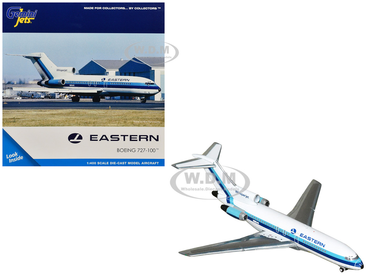Boeing 727-100 Commercial Aircraft "Eastern Air Lines" (N8164G) White with Blue Stripes 1/400 Diecast Model Airplane by GeminiJets