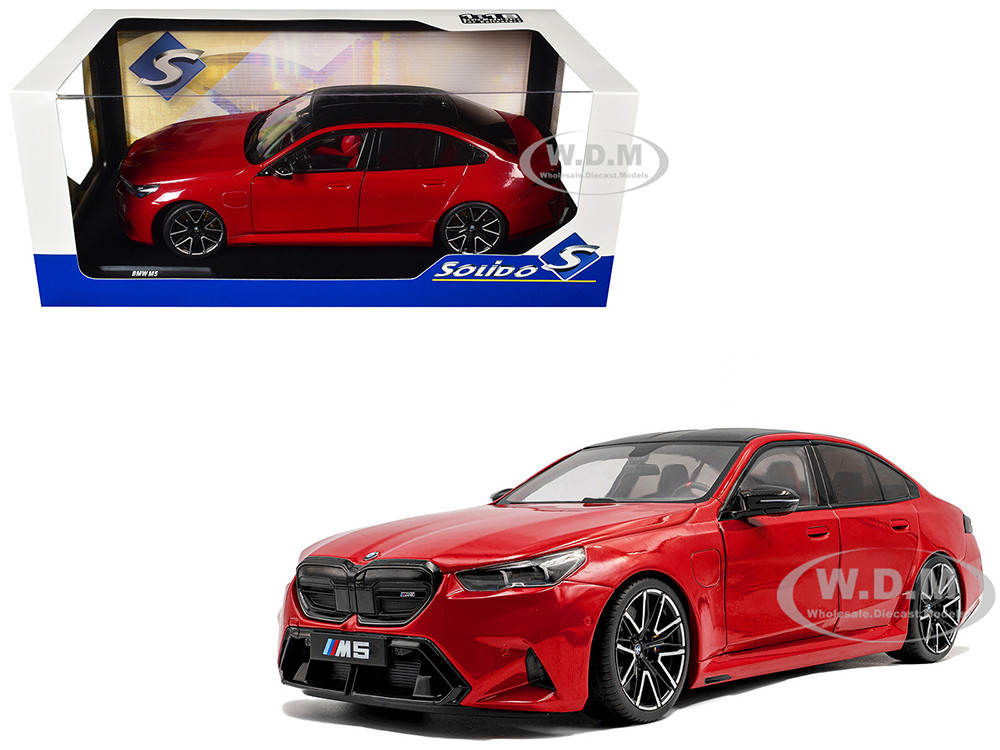 2025 BMW M5 Fire Red with Black Top 1/18 Diecast Model Car by Solido