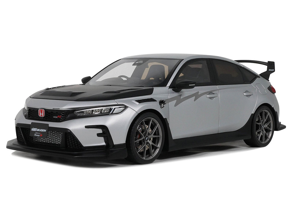 2024 Honda Civic Type R Mugen Group B RHD (Right Hand Drive) Matt Silver Metallic with Black Hood Limited Edition to 999 pieces Worldwide 1/18 Model C