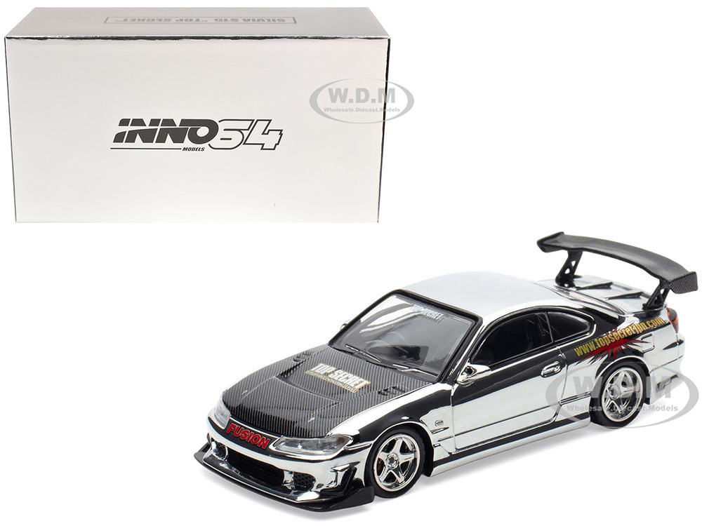 Nissan "Top Secret" Silvia (S15) RHD (Right Hand Drive) Chrome with Carbon Hood "Tokyo Auto Salon Kuala Lumpur 2025 Event Edition" 1/64 Diecast Model
