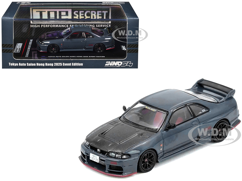 Nissan Top Secret Skyline GT-R (BCNR33) RHD (Right Hand Drive) Stealth Gray with Carbon Hood "Tokyo Auto Salon Hong Kong 2025 Event Edition" 1/64 Diec