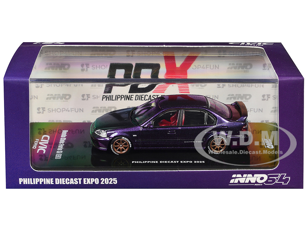Honda Civic Ferio Si (EK) RHD (Right Hand Drive) Midnight Purple Metallic "Philippine Diecast Expo 2025 Event Edition" 1/64 Diecast Model Car by Inno