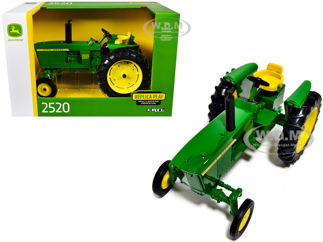John Deere 2520 Diesel Tractor Green with Yellow Stripes "Replica Play" Series 1/16 Diecast Model by ERTL TOMY