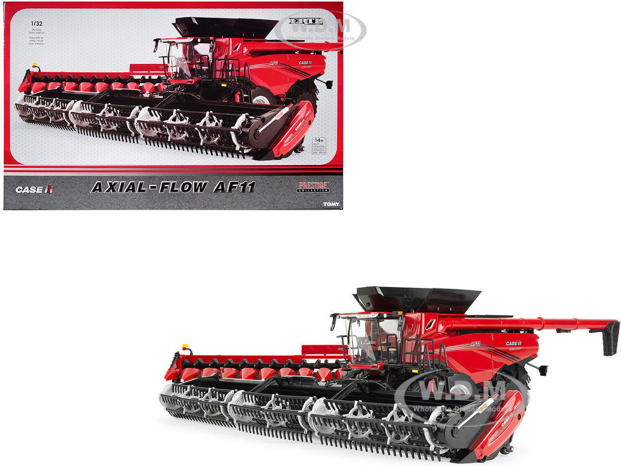 Case IH Axial-Flow AF11 Combine with 12-Row Corn Head and Draper Grain Head Red "Prestige Collection" Series 1/32 Diecast Model by ERTL TOMY