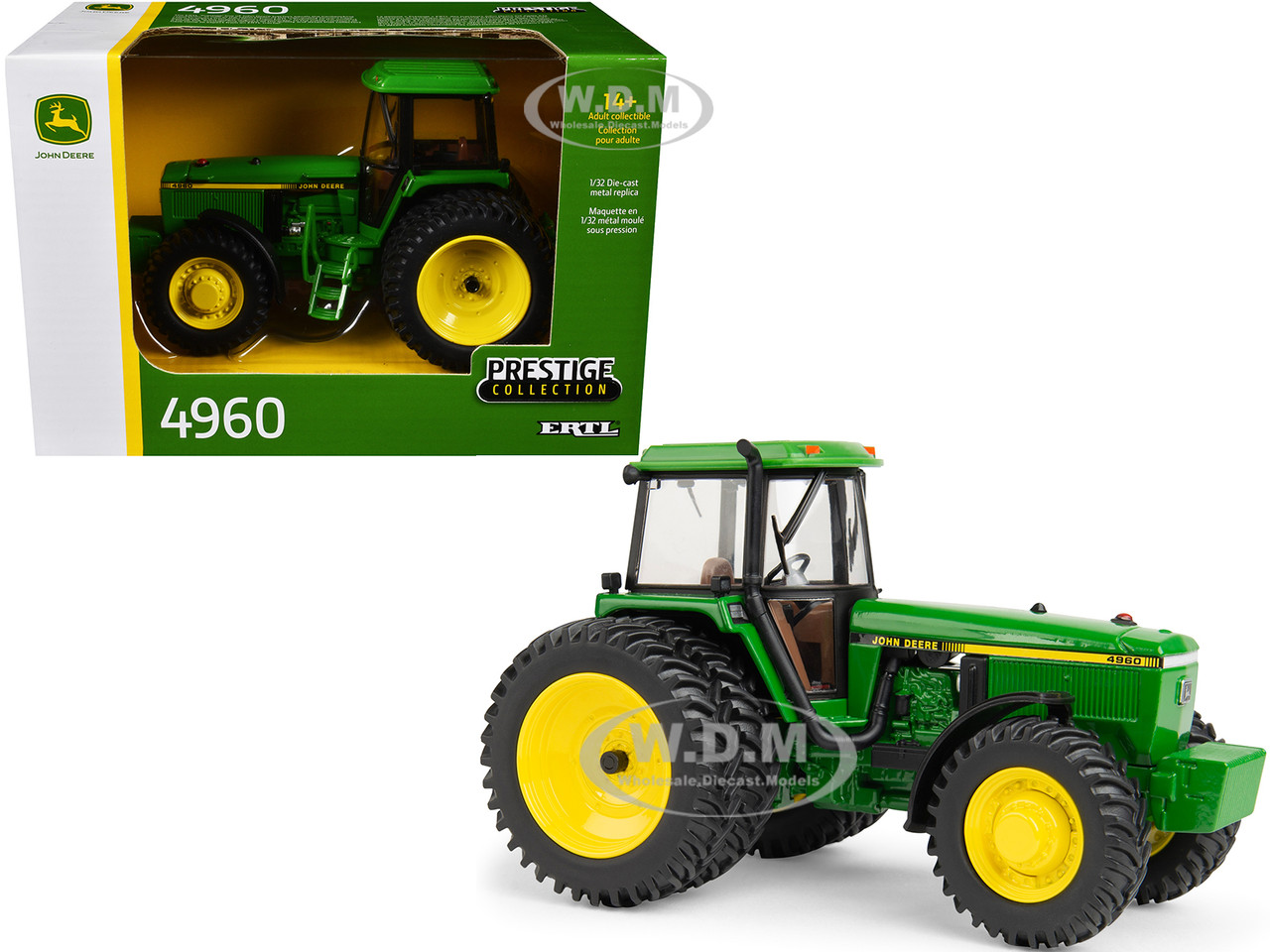 John Deere 4960 Tractor with Dual Wheels Green with Yellow Stripes "Prestige Collection" Series 1/32 Diecast Model by ERTL TOMY