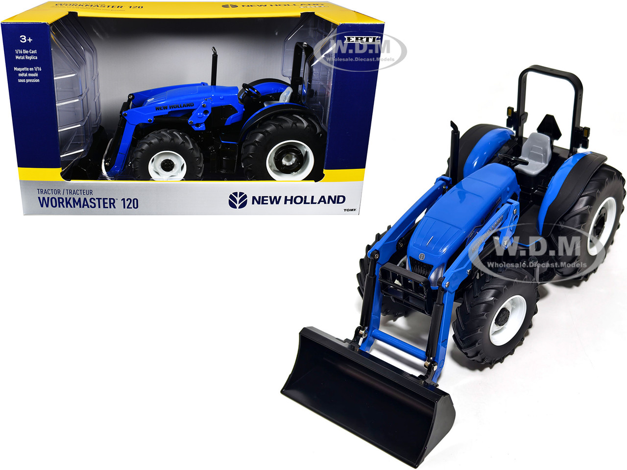 New Holland Workmaster 120 Tractor with Loader Blue 1/16 Diecast Model by ERTL TOMY