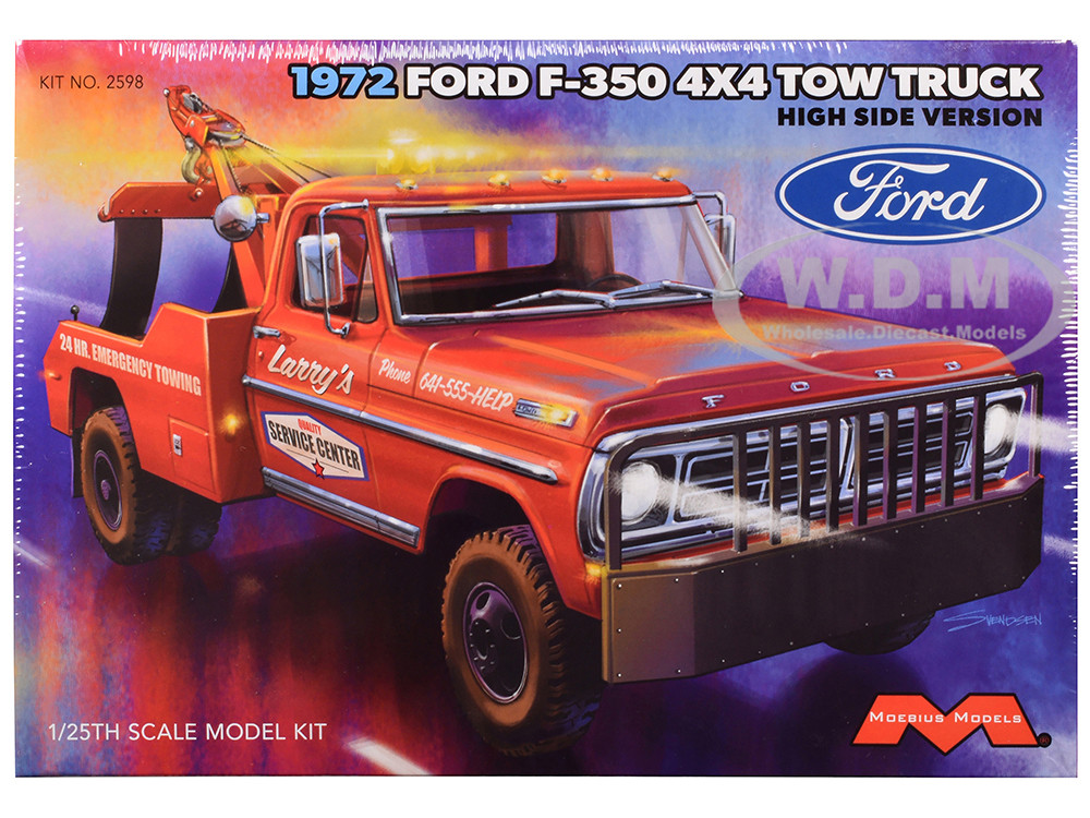 Skill 3 Model Kit 1972 Ford F-350 4x4 Tow Truck High Side Version 1/25 Scale Model by Moebius