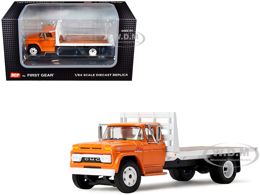 GMC 4000 Flatbed Truck Omaha Orange 1/64 Diecast Model by DCP/First Gear
