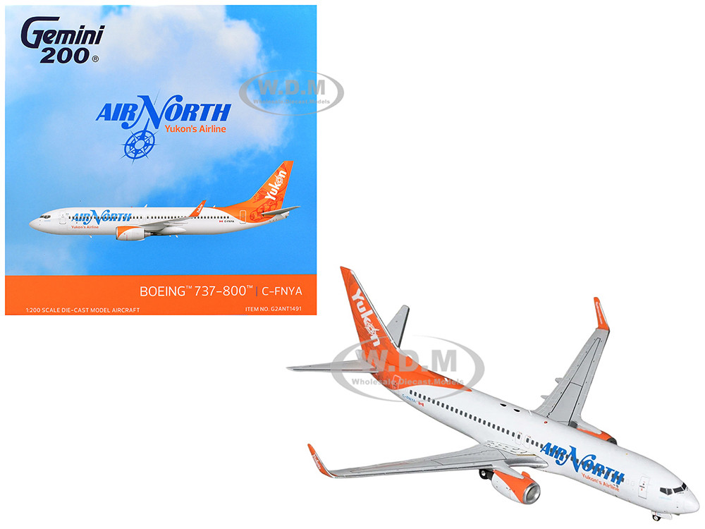 Boeing 737-800 Commercial Aircraft "Air North" (C-FNYA) White with Orange Tail "Gemini 200" Series 1/200 Diecast Model Airplane by GeminiJets