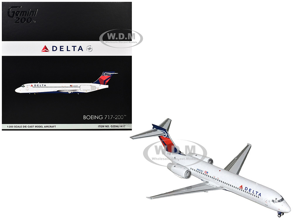 Boeing 717-200 Commercial Aircraft "Delta Air Lines" (N947AT) White with Blue and Red Tail "Gemini 200" Series 1/200 Diecast Model Airplane by GeminiJ