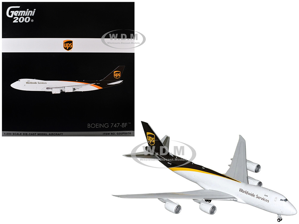 Boeing 747-8F Commercial Aircraft "UPS Worldwide Services" (N607UP) White with Brown Tail "Gemini 200" Series 1/200 Diecast Model Airplane by GeminiJe